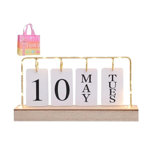 Wooden Flip Calendar, Perpetual Desk Calendar with Inspirational Quotes, Office Desk Organizer, Home & Office Decor, Natural Wood Desktop Flip Chart(XX)