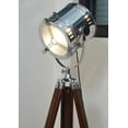 thumbnail image 1 of Wooden Floor Lamp Chrome Spotlight Tripod Stand Lamp Theater Floor Lamp Studio Searchlight Wood Stand Lamp, 1 of 4