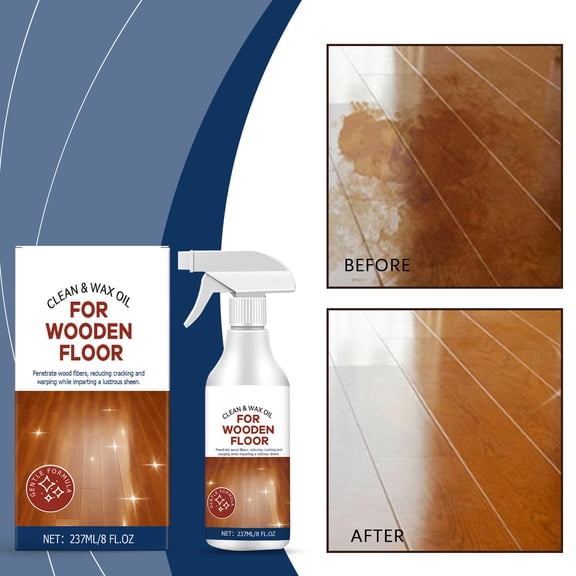 Wooden Floor Polishing Spray 237ml,Two-in-One Cleaning and Maintenance Dirt Removal Brightening Anti-Dust Protection,Ideal for Solid Wood Composite Floors Residential and Commercial Surfaces-A