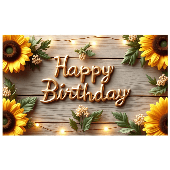 Wooden Floral Birthday Banner Sunflower Happy Birthday Decoration for Party Celebration Event