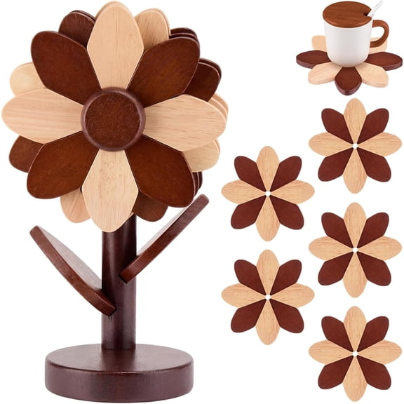 Wooden Flower Coaster Set Wooden Trivets for Tree Shape Trivet Set