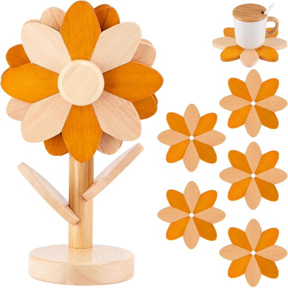Wooden Flower Coaster Set Wooden Trivets for Tree Shape Trivet Set