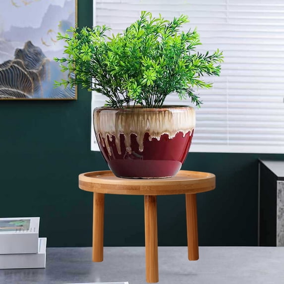 Wooden Flower Pot Tray for Indoor and Outdoor Plants, Natural Décor, Water-Resistant and Stable Base for Potted Plants Beige