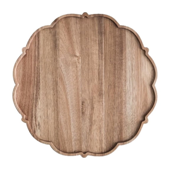 Wooden Flower Serving Tray, Decorative Dinner Platter for Home, Living Room, Cafe, Patio & BBQ(RL  Acacia wood 1 PC)