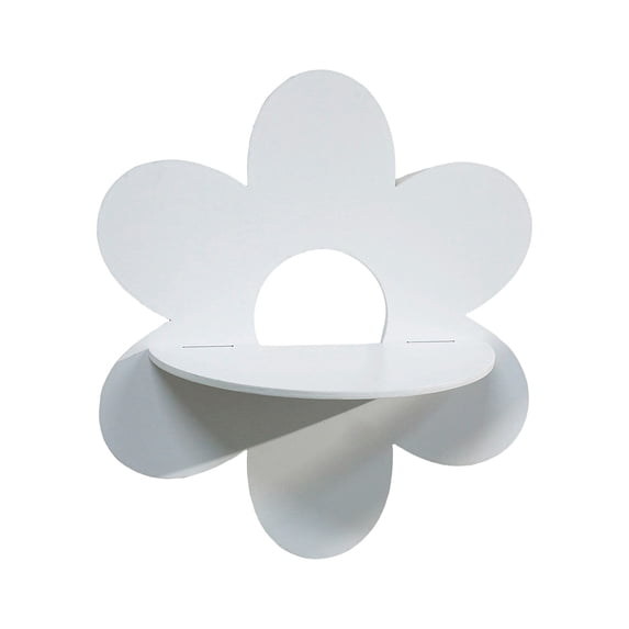 Wooden Flower Shaped Wall Mounted Storage Rack, Space-Saving Punch-Free Home Bathroom Decor Shelf, Multi-Functional Key Glass Remote Control Cosmetic Small Items Organizer