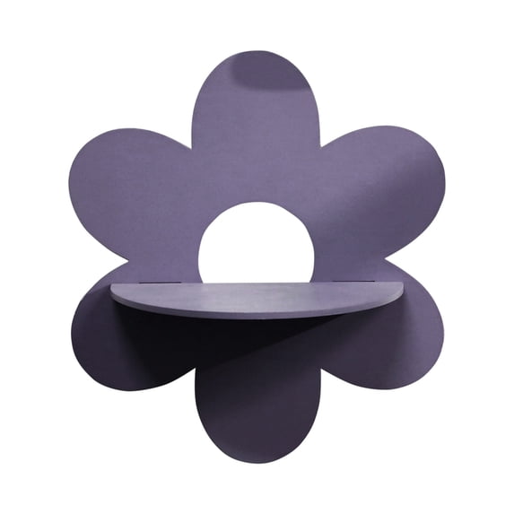 Wooden Flower Shaped Wall Mounted Storage Rack, Space-Saving Punch-Free Home Bathroom Decor Shelf, Multi-Functional Key Glass Remote Control Cosmetic Small Items Organizer