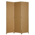 thumbnail image 1 of Wooden Foldable 3 Panel Room Divider with Streamline Design, Light Brown - Saltoro Sherpi, 1 of 5