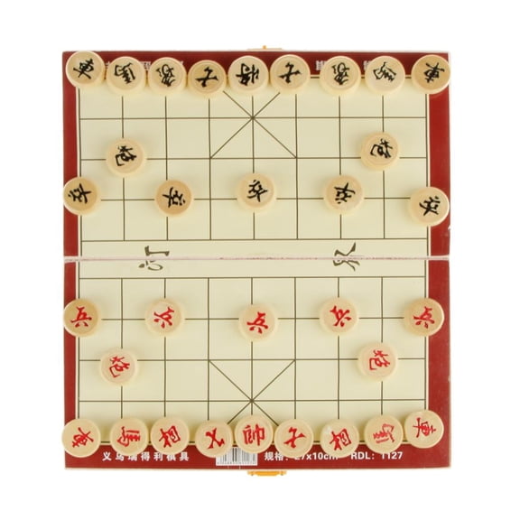 Wooden Foldable Chinese Chess (Xiangqi) Travelling Board Game Set with Wooden Chess Pieces, Traditional Tabletop Strategy and Skill Game for Teens Adults