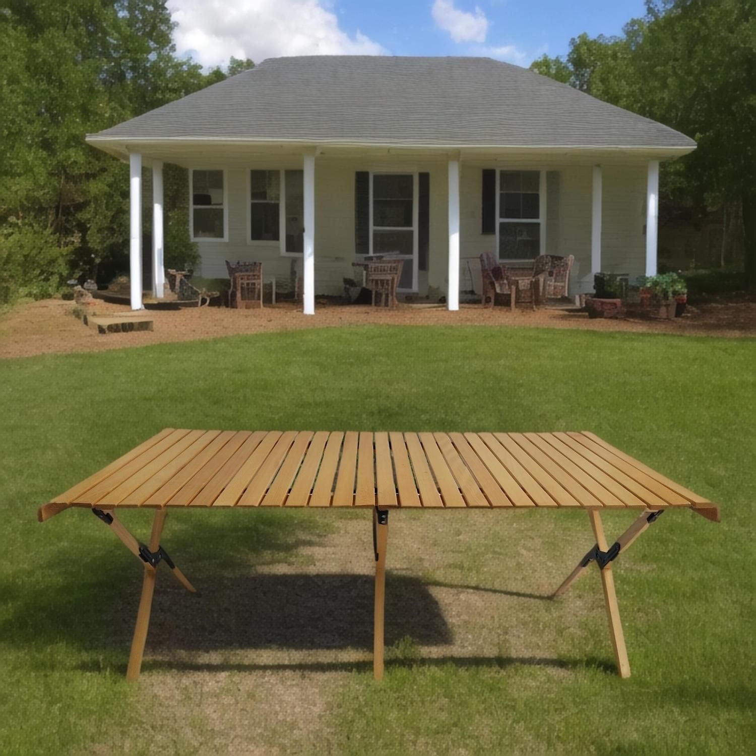 Wooden Foldable Portable Patio Dining Table, Natural Indoor and outdoor universal ,Natural