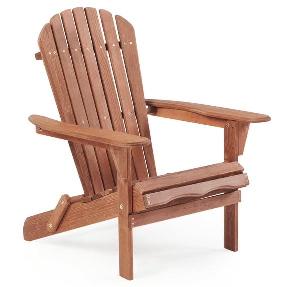 Wooden Folding Adirondack Chair Half Pre-Assembled Wood Lounge Chair Backyard Porch Pool Deck
