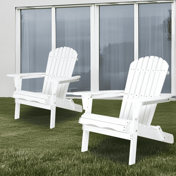 Wooden Folding Adirondack Chair Set of 2 with Weather Resistant Cedar Construction, Spacious Seating & Sturdy Armrests for Backyard, Poolside & Outdoor Relaxation