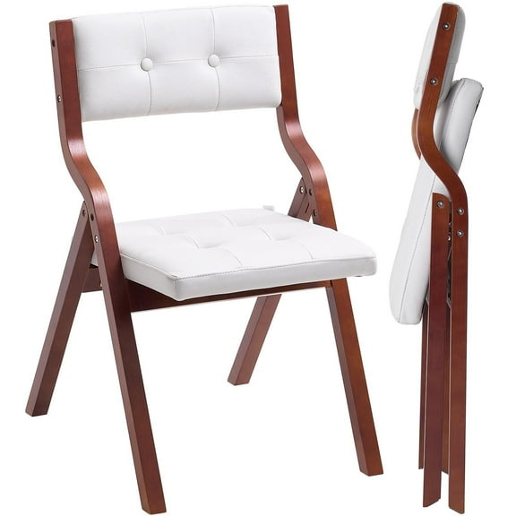 Wooden Folding Chairs with Padded Cushion and Sturdy Wooden Frame, Set of 2, High-Density Foam Seats, Foldable and Portable, Scratch-Resistant Fabric, Ideal for Dining, Living Room, Bedroom, Parties