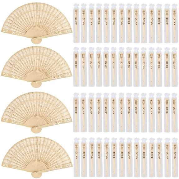 Wooden Folding Hand Fans - Wedding Fans, Party Favors Bridal Shower Wedding Favors for Guests/5 PCS