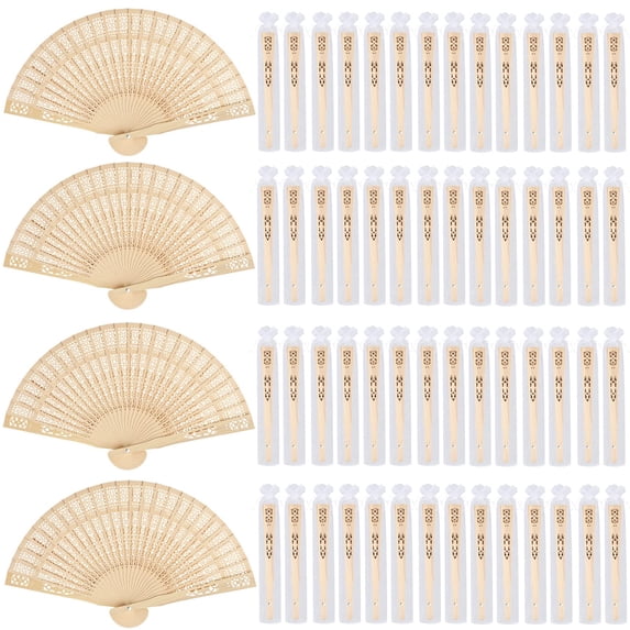 Wooden Folding Hand Fans - Wedding Fans, Party Favors Bridal Shower Wedding Favors for Guests/60 PCS