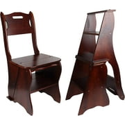 Wooden Folding Library Ladder Chair,2 in 1 Lightweight Portable Multifunctional Step Stool, 4-Step Stool Dual Purpose Stepladders, Display Stand and Flower Stand for Home