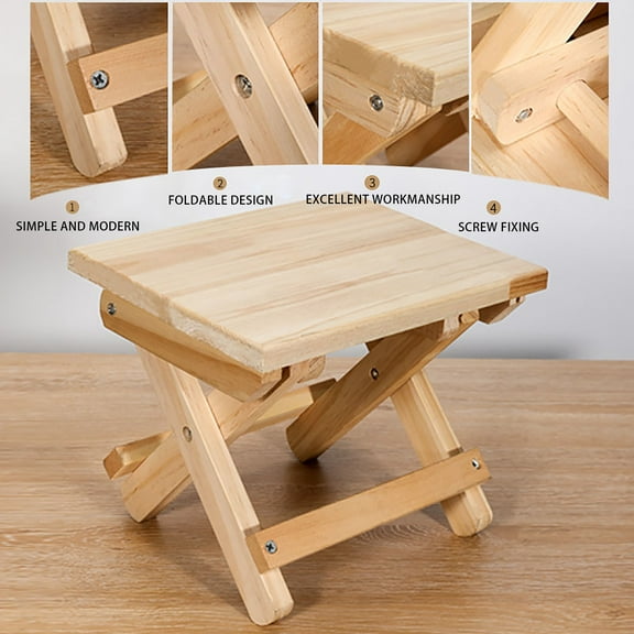 Wooden Folding Side Table 24x20x19.5cm Portable Sturdy Small Plant Stand No Assembly Required Indoor Outdoor Picnic Camping Snack Display Easy Storage Home Garden Office
