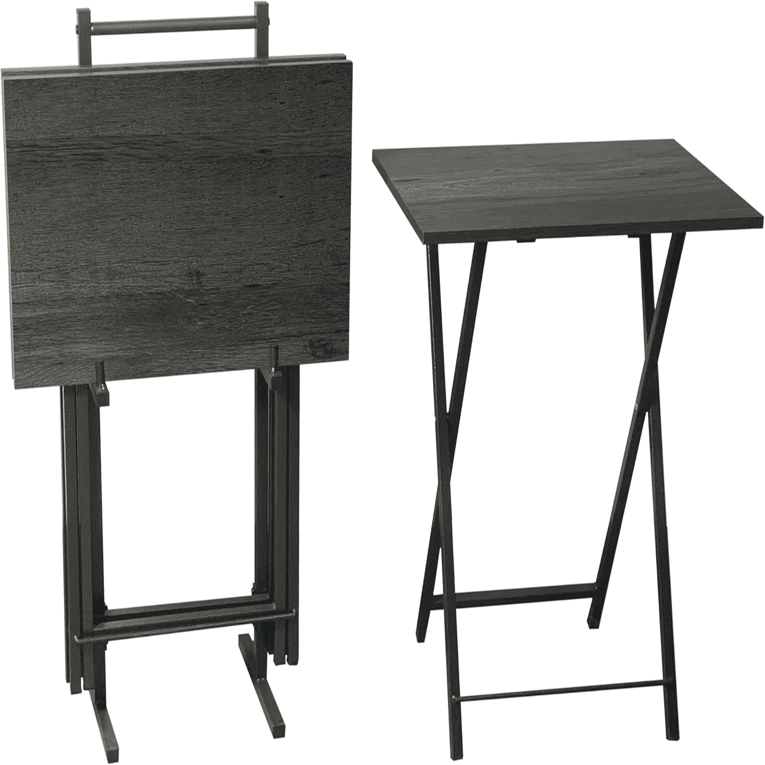 Wooden Folding TV Trays Industrial Eating Tray Tables for Living Room