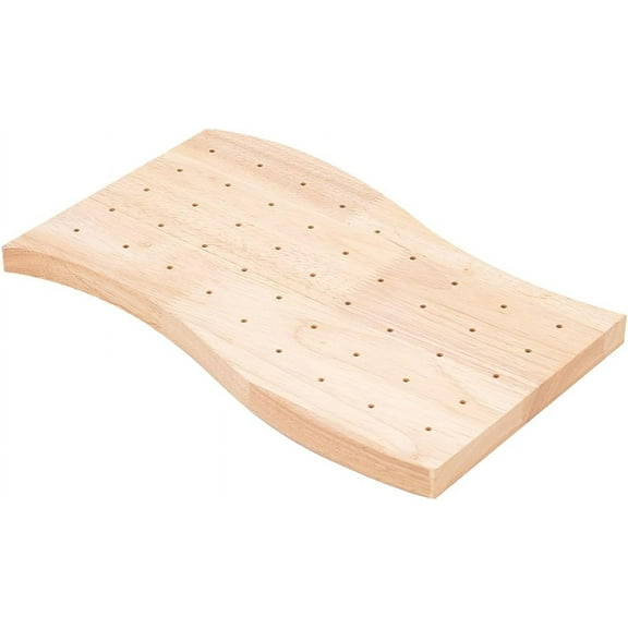 Wooden Food Skewer Holder 11.81x6.57inch Wave Shape 45 Holes Skewer Holder Display for Birthday Parties Barbecues Weddings or Holiday 18mm Thick