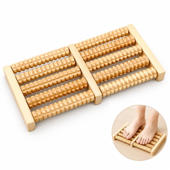 Wooden Foot Massager Roller, Pressure Point Therapy Massager, Reflexology Tool for Planters Facetious Relief, Neuropathy Pain Relief for Feet, Deep Tissue and Feet Massage for Relaxation