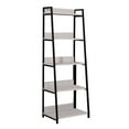 thumbnail image 1 of Benjara Wooden Frame Bookshelf with 5 Open Compartments, Washed White and Black, 1 of 6
