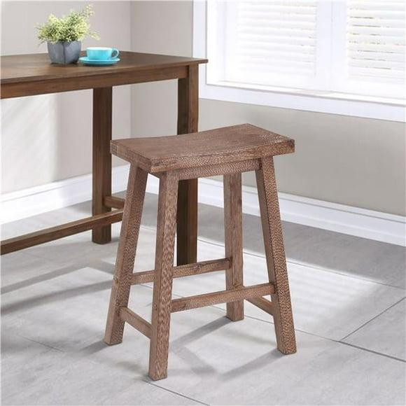 Wooden Frame Saddle Seat Counter Height Stool with Angled Legs - Gray - 24.25 x 17.75 x 10 in.