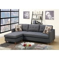 thumbnail image 1 of Wooden Frame Sectional Living Room Small Corner Sectional Reversible Chaise Sofa Tufted Couch Pillows Blue Grey Polyfiber, 1 of 4