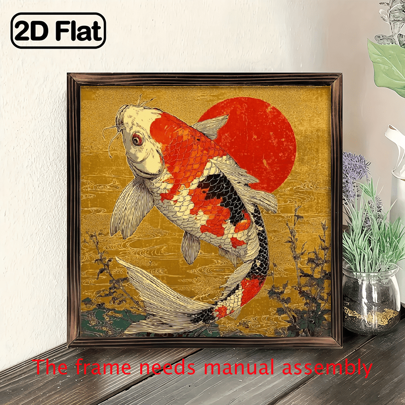 Wooden Framed Canvas Painting Japanese Koi Fish Jumping Art Prints Wall ...
