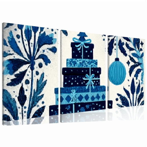 Wooden Framed Canvas painting 0.6inch, Winter Pine Whispers High quality Wall Art Prints Poster Direct hanging Wall Picture Decor for Home Gifts, Thanksgiving gift Wall decor 12*16inch*3pcs