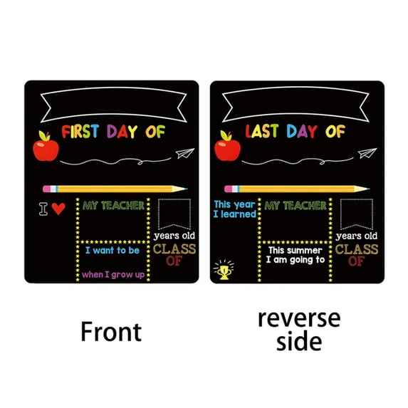 Wooden Framed Chalkboard Sign - 7 Designs, First/Last Day of School, Reusable Message Board for Home, Classroom, Party Decor