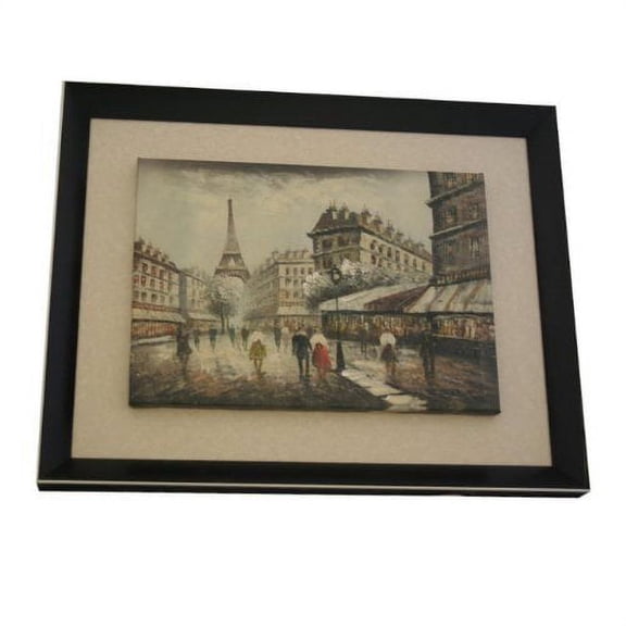 Wooden Framed Eiffel Tower Oil Painting Art F3180
