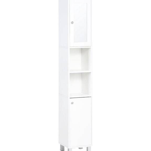 Wooden Freestanding Cabinet - Mirrored Top for Makeup - Home Living - Anti - Toppling Design