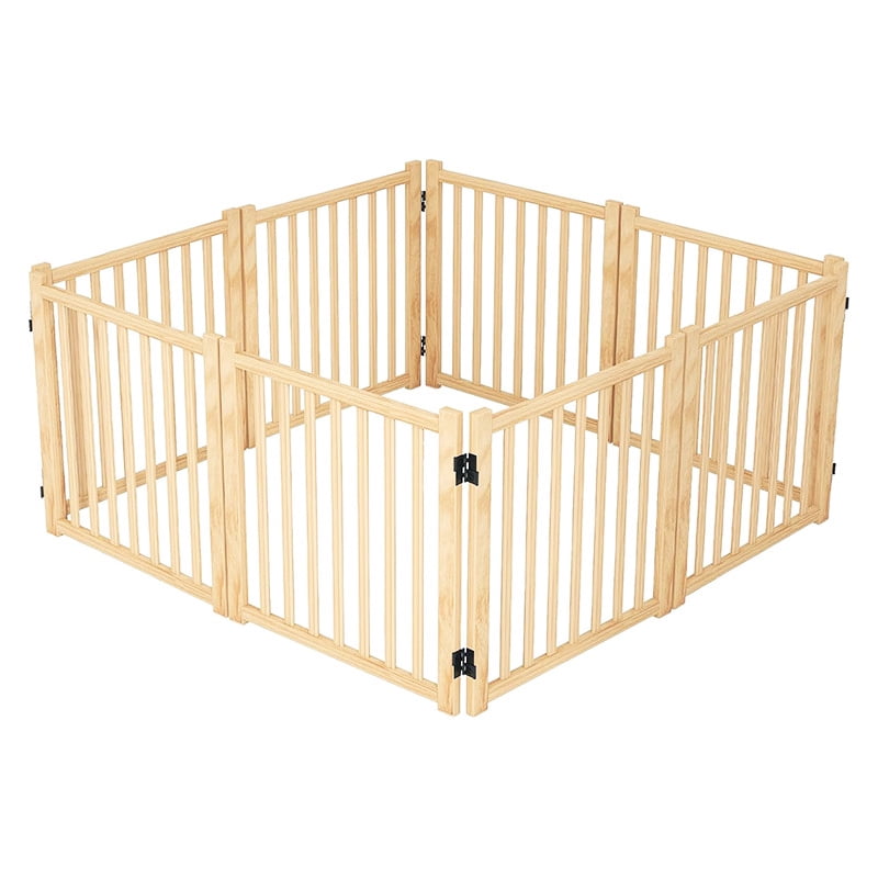 Image showcasing Wooden Freestanding Dog Gate for Doorways & Stairs - Accordion-Fold ...