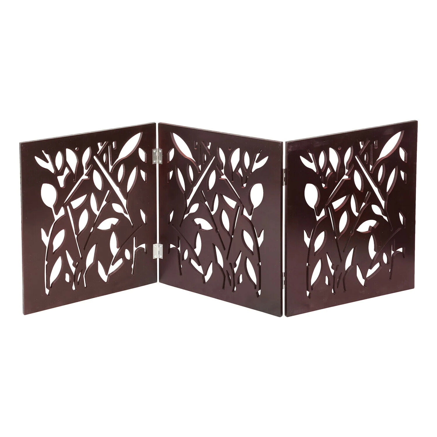 Wooden Freestanding Foldable Pet Gate for Dogs 3 Panels Step Over