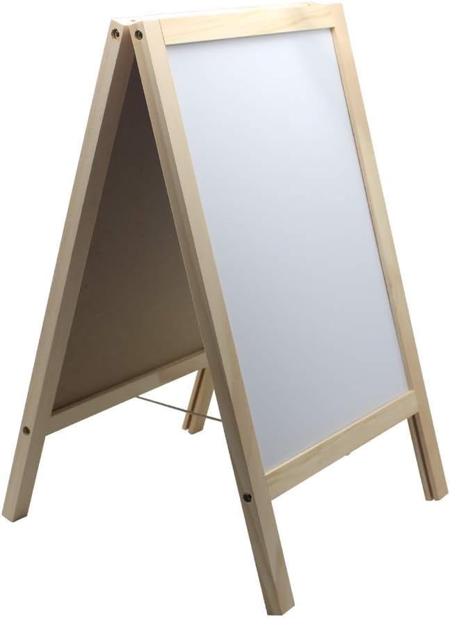 Large Counter Message Board Wooden Freestanding A Frame Non Magnetic Chalkboard and Magnetic Dry ...