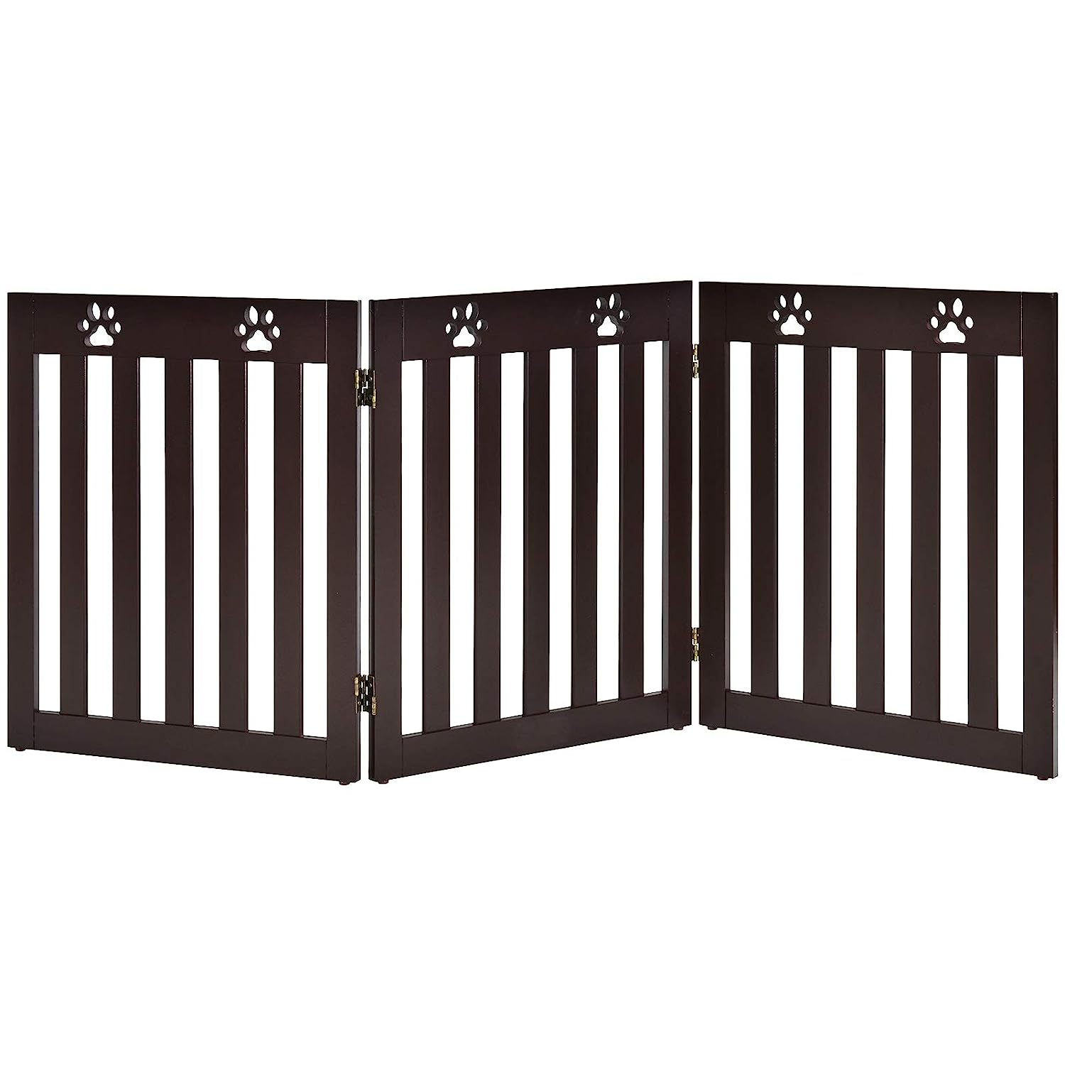 Wooden Freestanding Pet Gate, 3 Panel24 inch Height Step Over Fence