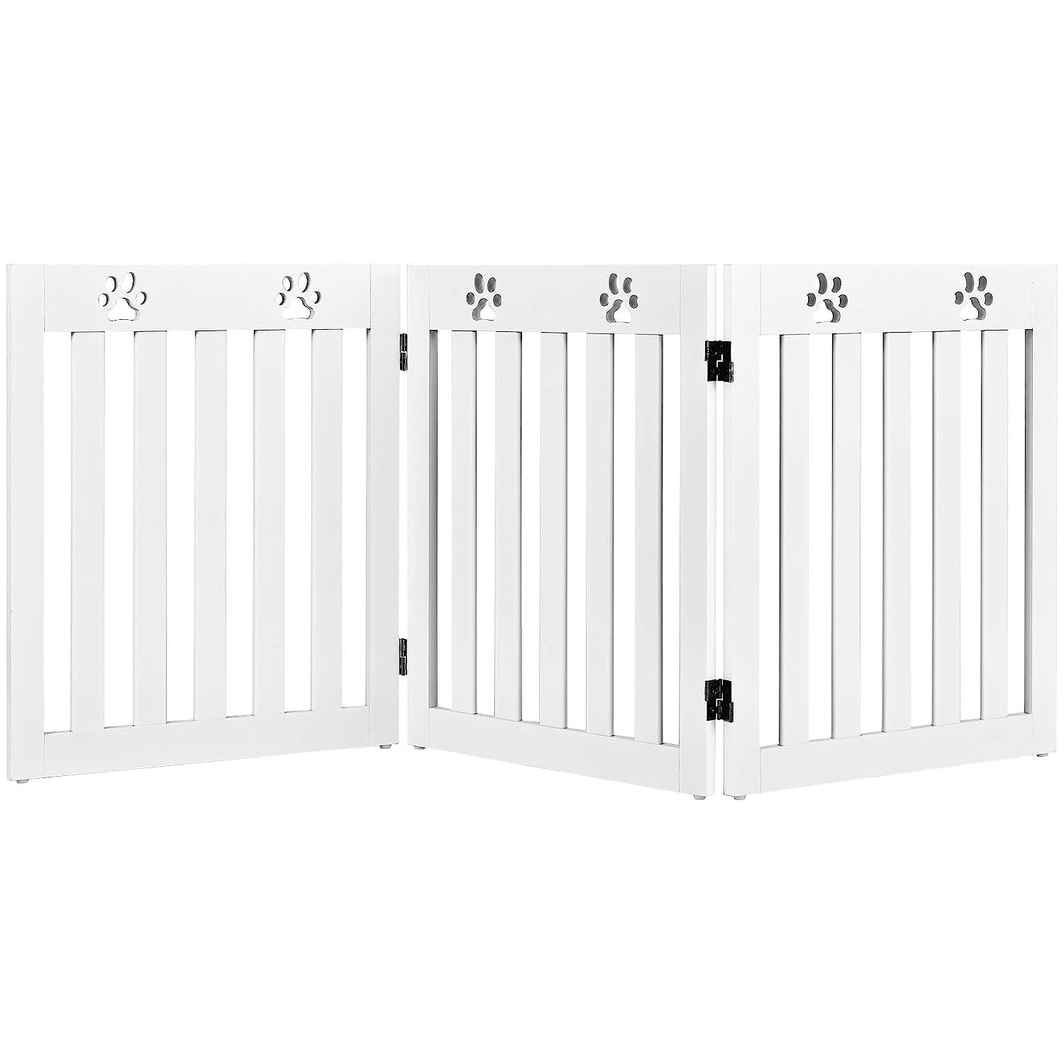 Wooden Freestanding Pet Gate, Foldable Dog Gate with 360° Flexible