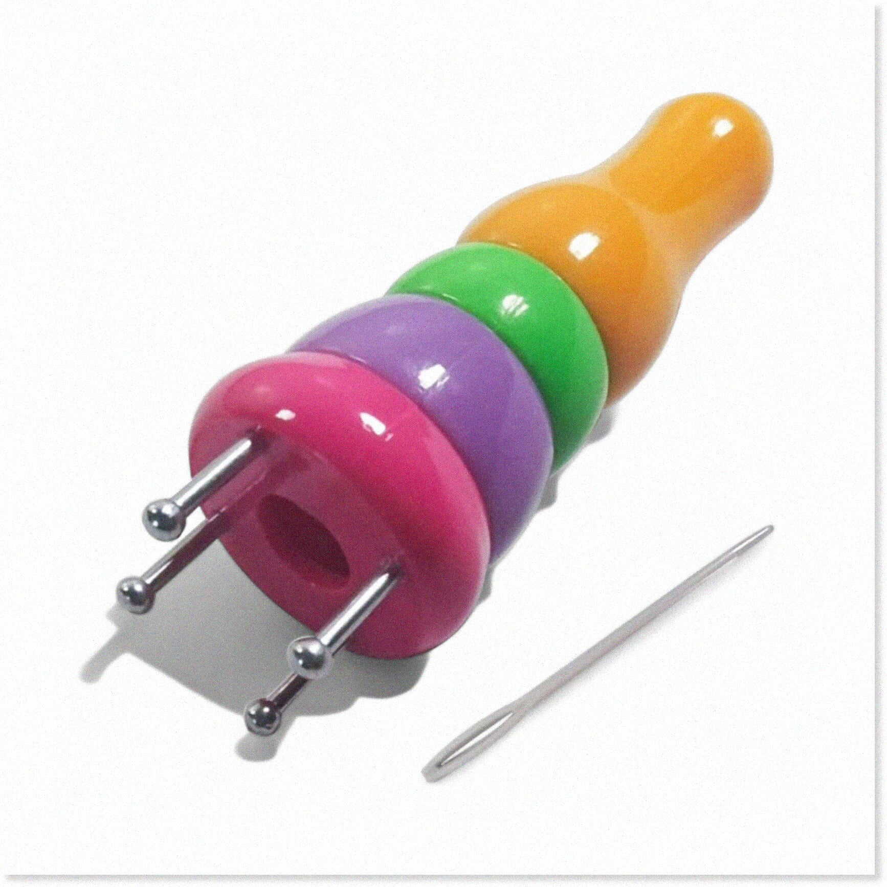 Wooden French Knitter 4 Peg Spool with Needle DIY Yarn Knitting Tool