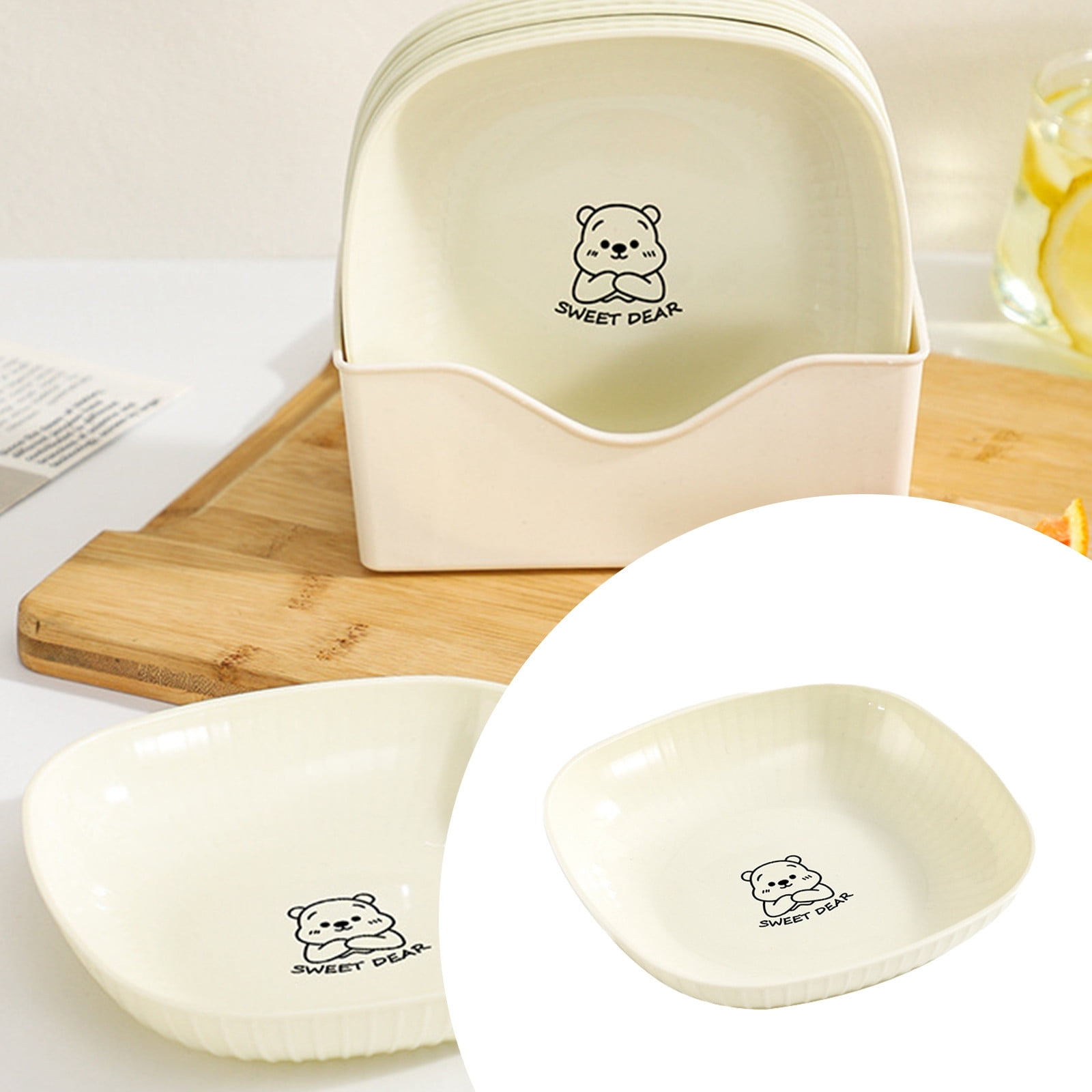 Wooden Fruit Bowl for Kitchen Counter with Banana Hanger Wire Serving