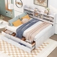 thumbnail image 1 of Full Size Wooden Storage Bed with Built-in Bookshelves and Trundle,White for Bedroom, 1 of 16