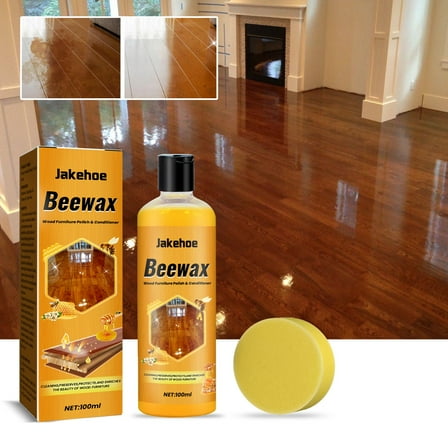 Wooden Furniture Floor Beewax Cleaner, Dilute Scratches, Efficient Polishing, Deep Nourishment, Gentle Care, Remove Stains on the Surface of Wooder, Fresh Scent, Free A Scrubbing Sponge
