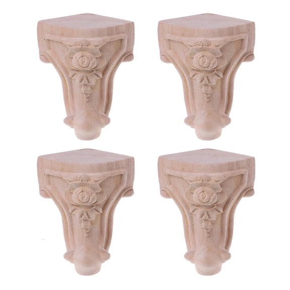 Wooden Furniture Legs Wood Flower Carved Cabinet for Paint
