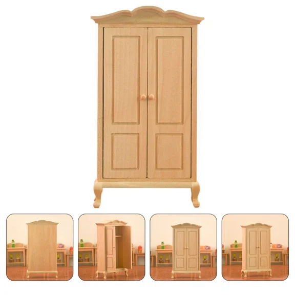 Wooden Furniture Model Dolls House Wardrobe Decoration