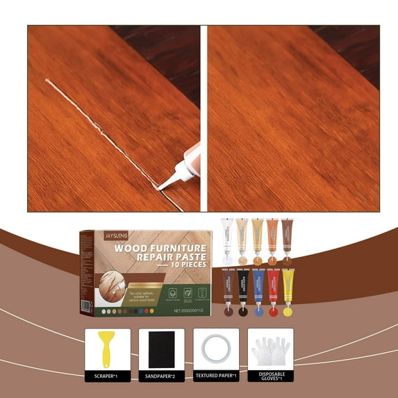 Wooden Furniture Paste Set | 10 Pack 200g | Multi-Color Scratch Crack Hole Filler | Easy Application | Durable Restoration Kit for Home | Safe Eco-Friendly Wood Refinishing Tools
