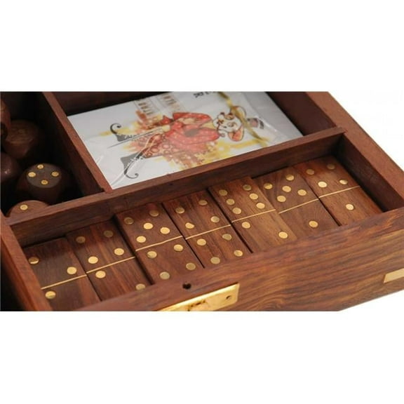 Wooden Game Set with Brass Goblet - 5.25 x 8 x 2.5 in.