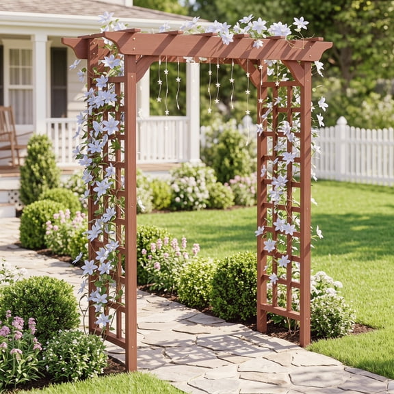 Wooden Garden Arbor Arch, Multi-Purpose Wood Trellis for Climbing Vines, Rustic Wedding Ceremony Backdrop Arch, Decorative Pergola Frame for Backyard, Garden & Holiday Christmas Decor