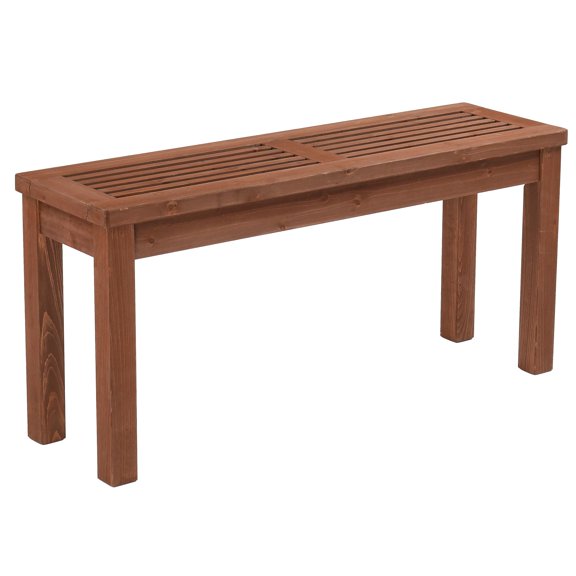 Wooden Garden Bench 40 Inches, Backless Outdoor Bench for Porch Deck Patio, Solid Fir Wood Entryway Seating with Natural Finish, Brown