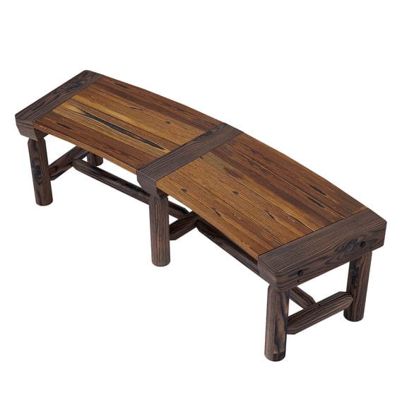 Wooden Garden Bench, Round Tree Bench Outdoor, Wrap Around Park Bench for Yard, Patio, Lawn - Brown