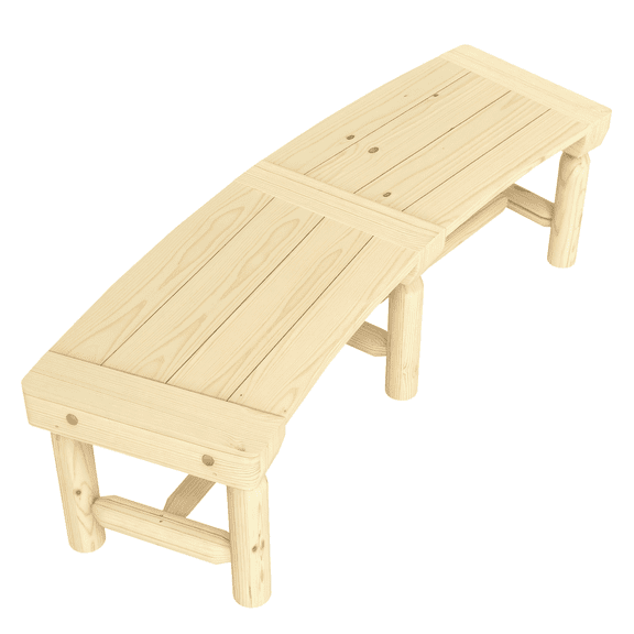 Wooden Garden Bench, Round Tree Bench for 2, Outdoor Park Bench for Yard, Patio, Deck, Natural Finish
