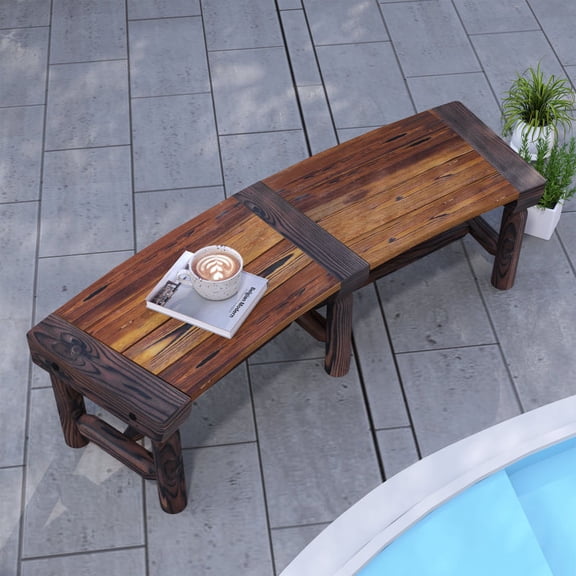 Wooden Garden Bench, Semicircular Round Outdoor Tree Bench, Wrap Around Park Bench for Yard, Patio, Deck, Lawn, Brown