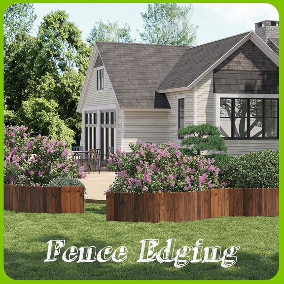 Wooden Garden Edging Border 11.8"H x48"L (3PACK, 12FT Total Length) No- Lawn Fence Decorative Landscape Edging